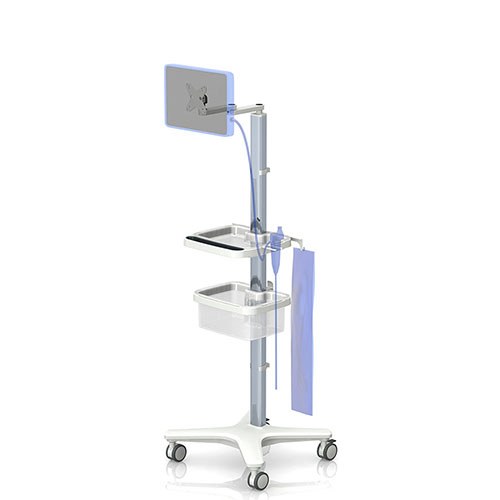 Medizinischer Rollstand elo-cart mit Ablageboden und Korb von iTD