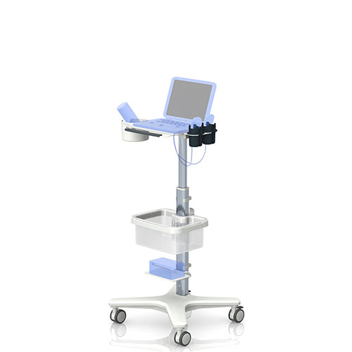 Medizinischer Rollstand elo-cart mit Ablageboden und Ultraschallhalter von iTD