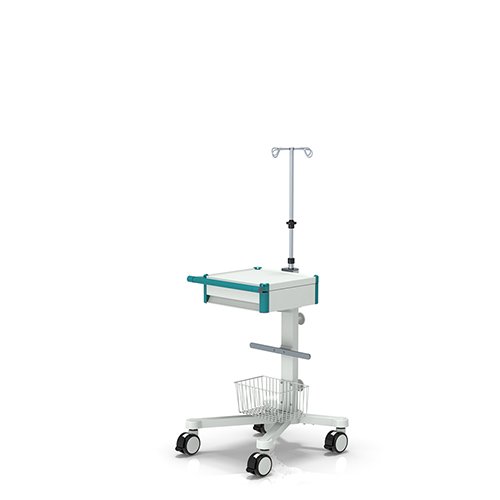 Medical cart with block of shelves and basket from iTD