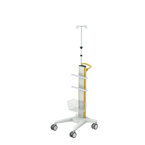 Medizinischer Geraetewagen vexio-cart mit Schubfach und Infusionsstativ von iTD